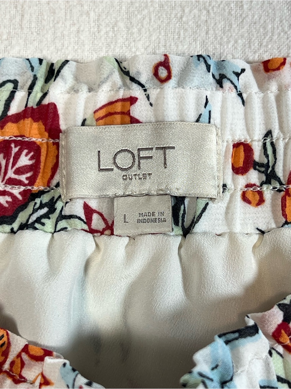 LOFT White Skirt with Orange Floral Print - Picture 4 of 7